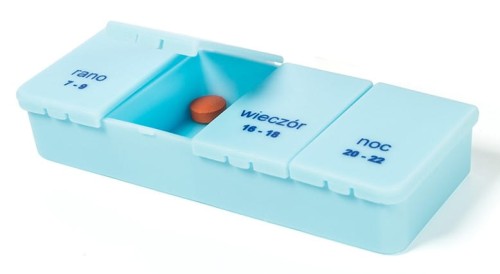 Jednodniowa kasetka na leki na cztery pory dnia - rano, południe, wieczór i noc (czterokomorowy p.jpeg