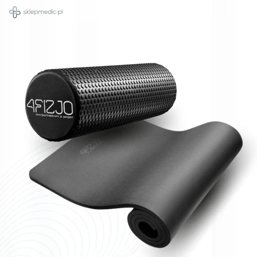 ZESTAW Gruba mata do ćwiczeń NBR CZARNA - ROLLER.webp