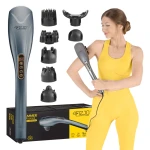 Ręczny masażer wibracyjny do ciała Long Stick 4FIZJO regenerujący mięśnie, redukujący stres i łagodzący bóle mięśniowe - SZARY