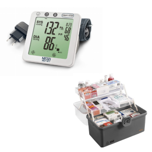 Zestaw promocyjny "Twoja Domowa Apteczka" - ciśnieniomierz Nissei DSK-1011+ zasilacz + duży organizer na leki Ruhhy 