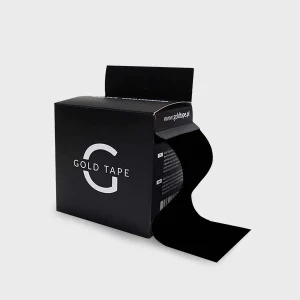 Taśma do kinesiotapingu Gold Tape 5 cm × 5 m – hipoalergiczna, wodoodporna i oddychająca, z mocnym klejem – czarna