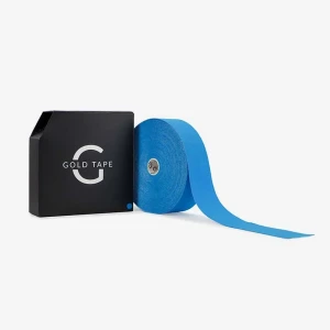 Profesjonalna taśma do kinesiotapingu Gold Tape – duża rolka 5 cm × 31 m, elastyczna i oddychająca, do gabinetu i treningu – niebieska