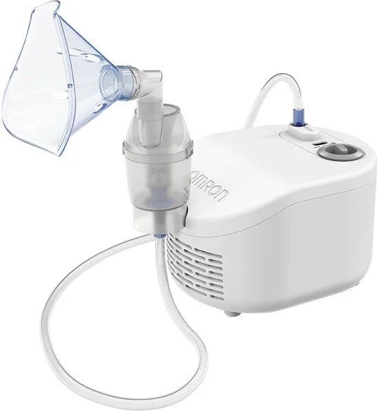 Cichy i łatwy w użyciu inhalator/nebulizator NE-C101 Essential japońskiej marki Omron, dla całej rodziny przeznaczony do terapii dolnych i górnych dró